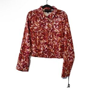 Kathy Ireland Pink orange Red and White Paisley Cardigan MWT